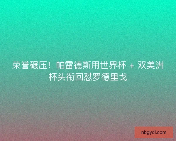 荣誉碾压！帕雷德斯用世界杯 + 双美洲杯头衔回怼罗德里戈