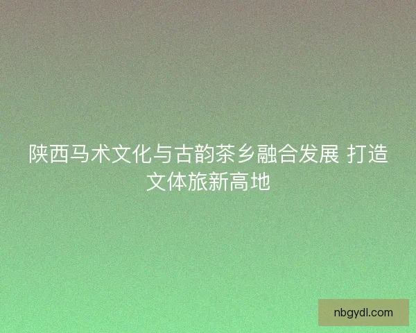 陕西马术文化与古韵茶乡融合发展 打造文体旅新高地
