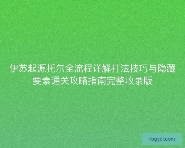 伊苏起源托尔全流程详解打法技巧与隐藏要素通关攻略指南完整收录版